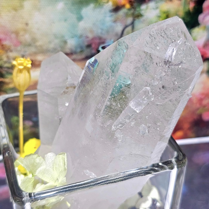 水晶盆栽0119-3號 美國阿肯色州母子水晶白水晶柱+檸檬玉髓、紅石榴、橄欖石 ~好運繁榮無限大風水缽_5