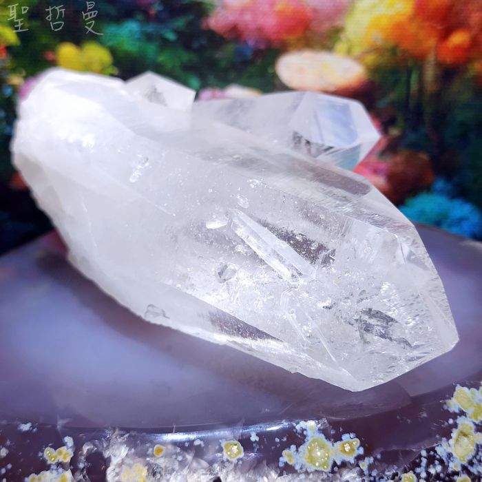水晶盆栽0119-3號 美國阿肯色州母子水晶白水晶柱+檸檬玉髓、紅石榴、橄欖石 ~好運繁榮無限大風水缽_7