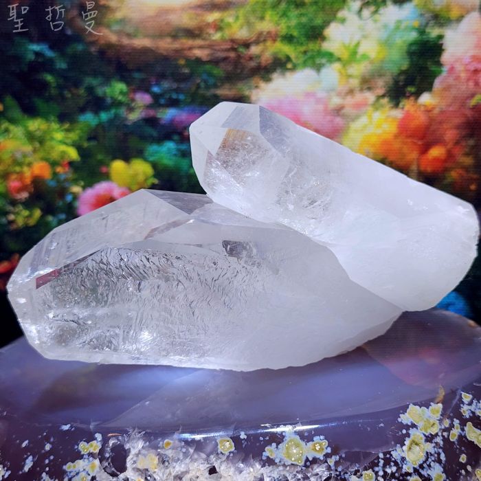 水晶盆栽0119-3號 美國阿肯色州母子水晶白水晶柱+檸檬玉髓、紅石榴、橄欖石 ~好運繁榮無限大風水缽_9