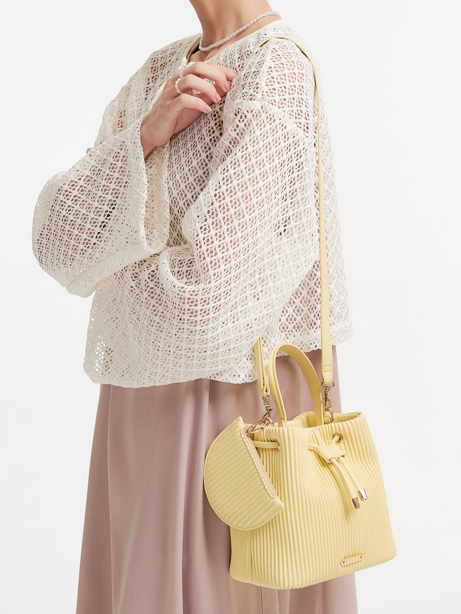 送料込★S’AIME★百褶束口小水桶包★コインケ-ス付ショルダ-BAG S'AIME 百褶束口小水桶包(附半月零錢包) | 蝦皮購物