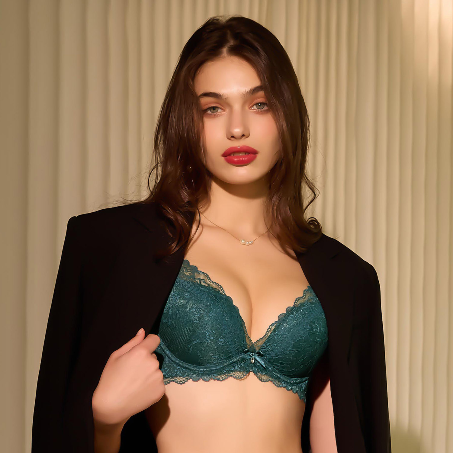[Miss Audrey]美胸增乳bra-嬰兒肌棉杯澎軟飽滿自體美胸-性感綠