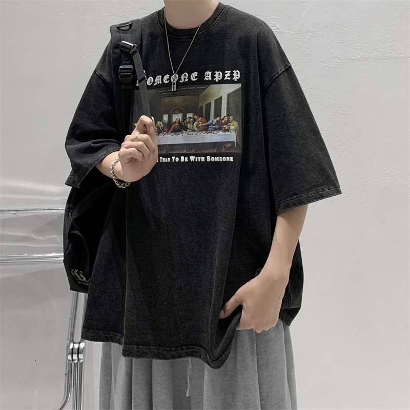 最後的晚餐純棉做舊水洗短TEE_0