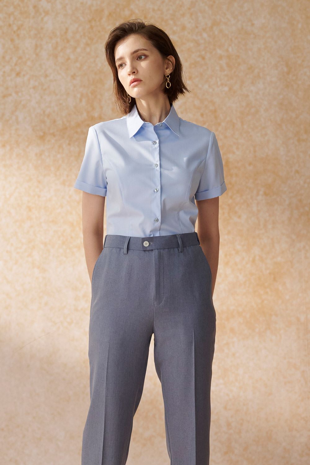 SST&C Light Blue Short-Sleeved Slim Shirt | 7562404002  (Outlet)_2