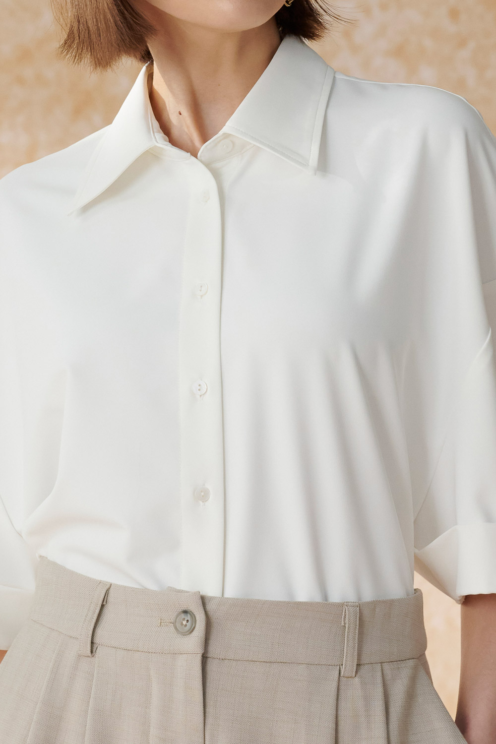SST&C White Off-Shoulder Loose Turned-Back Sleeves | 7662404003  (Outlet)_6