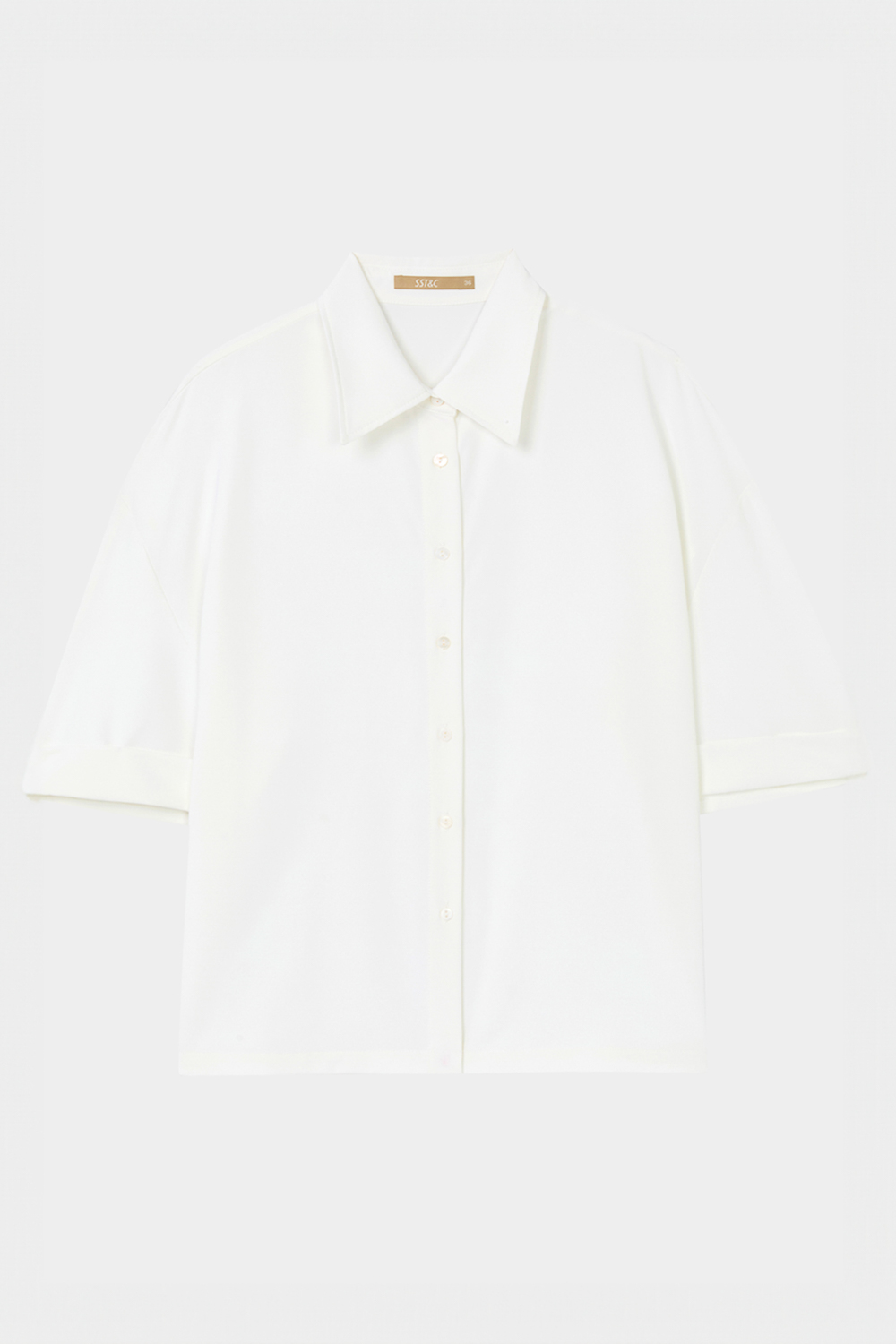 SST&C White Off-Shoulder Loose Turned-Back Sleeves | 7662404003  (Outlet)_7