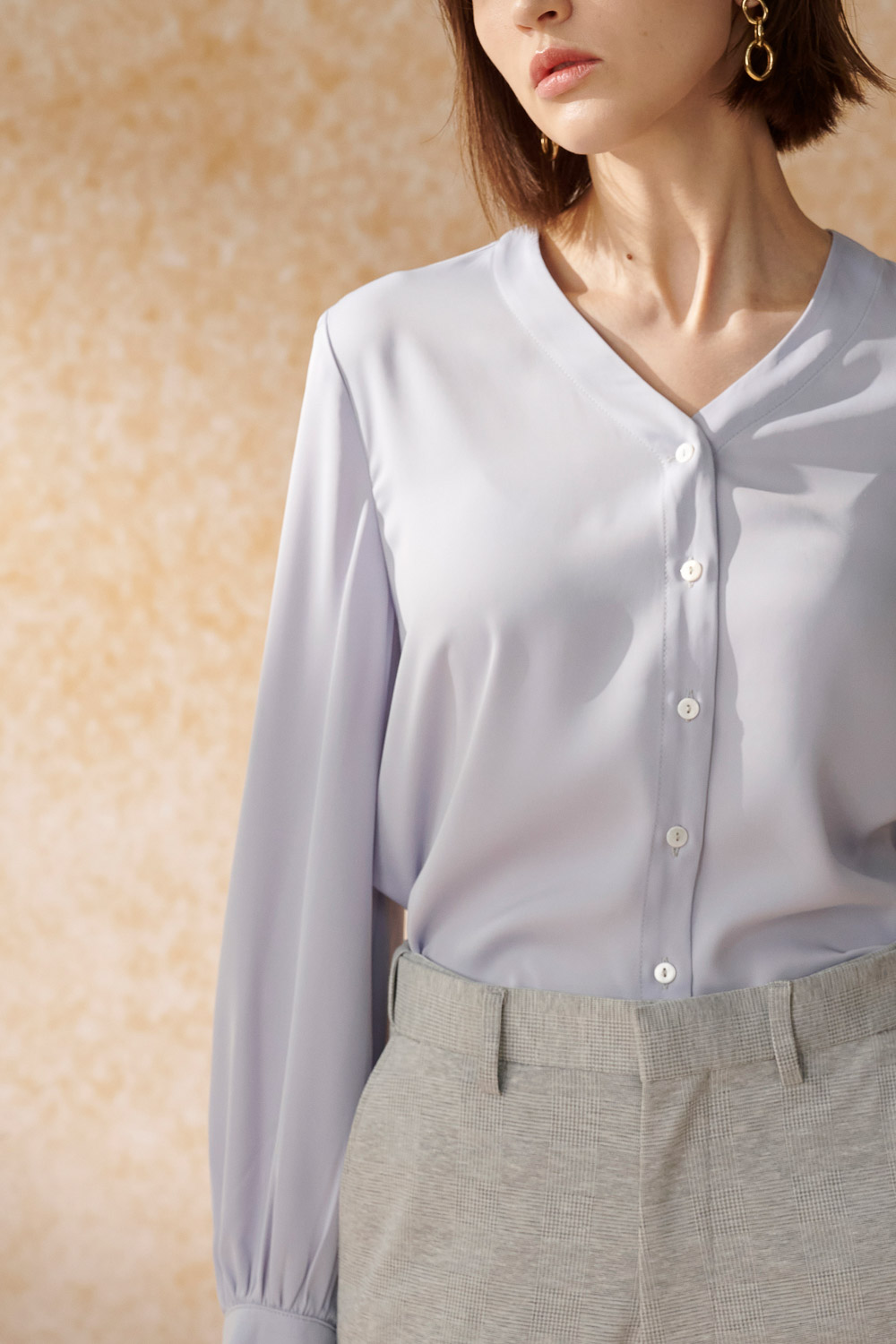 SST&C Periwinkle V-Neck Silk Top | 7662404006  (Outlet)_6