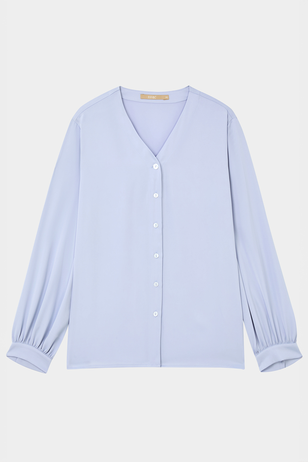 SST&C Periwinkle V-Neck Silk Top | 7662404006  (Outlet)_7