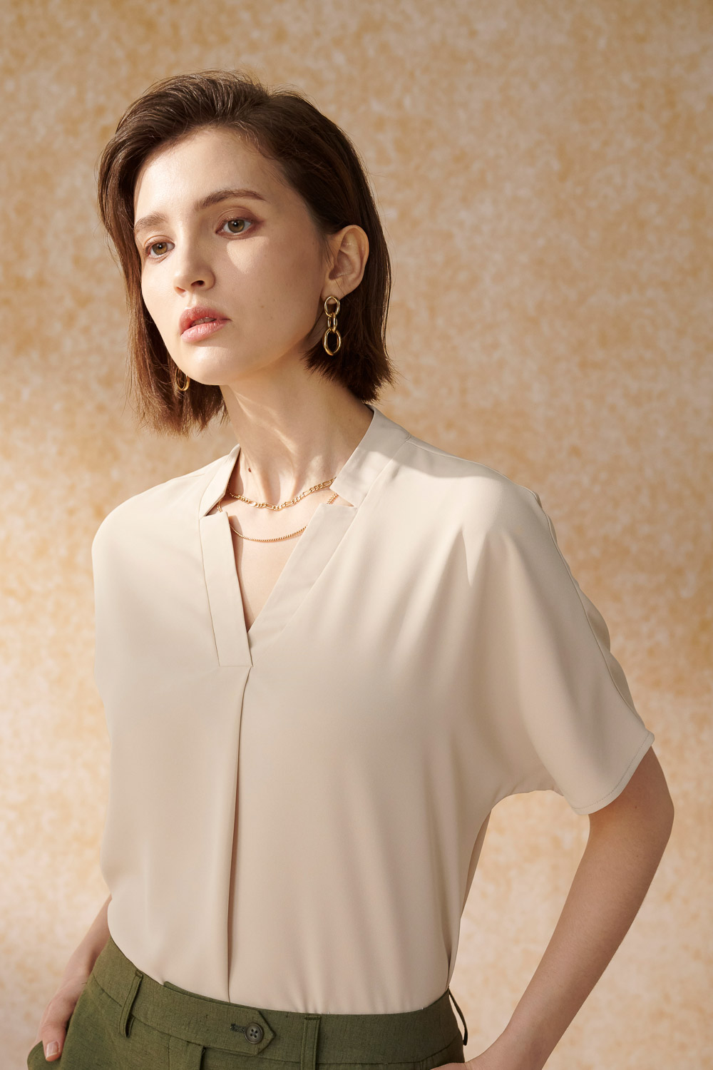 SST&C Apricot Design V-Neck | 7662404008  (Outlet)_1