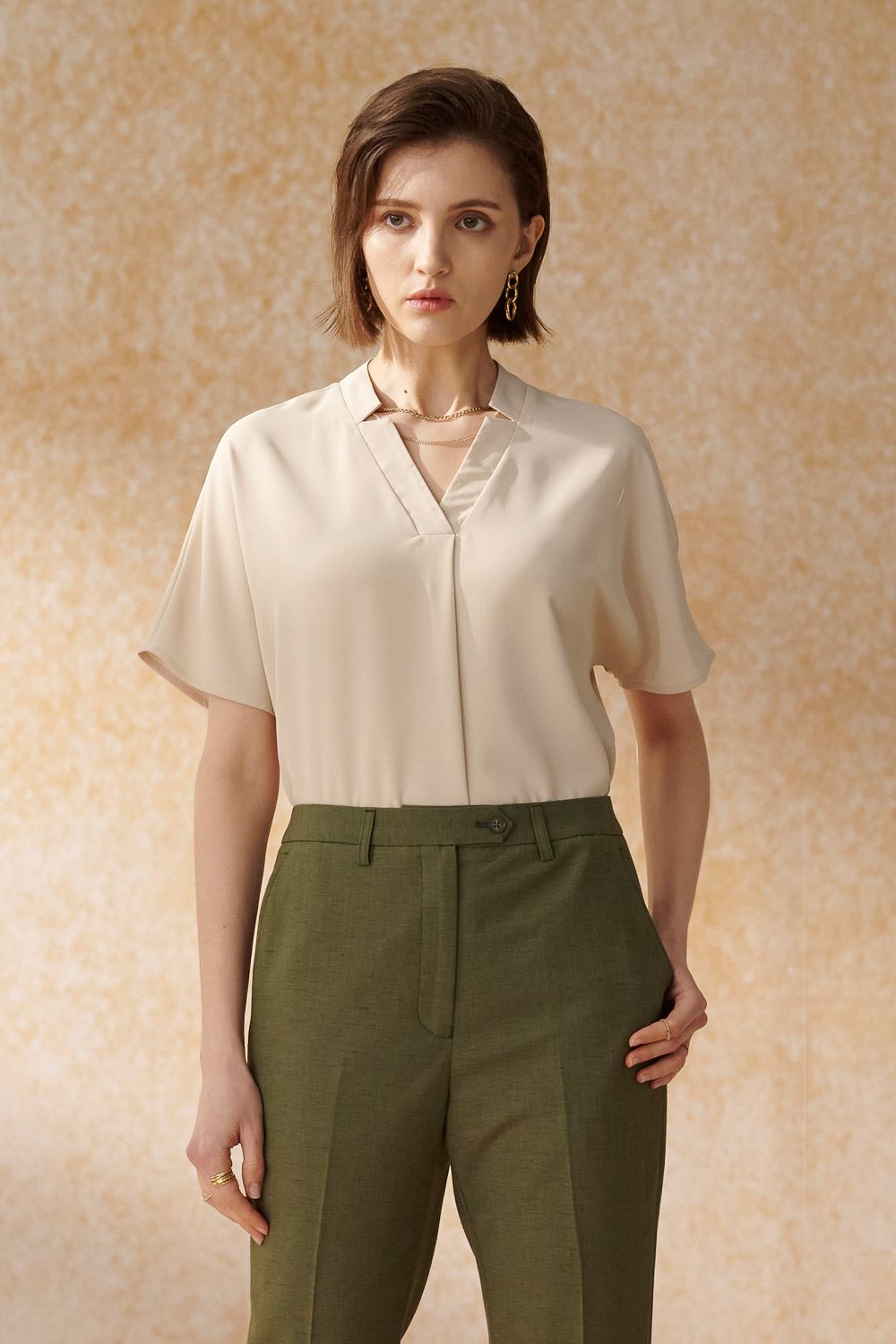 SST&C Apricot Design V-Neck | 7662404008  (Outlet)_4