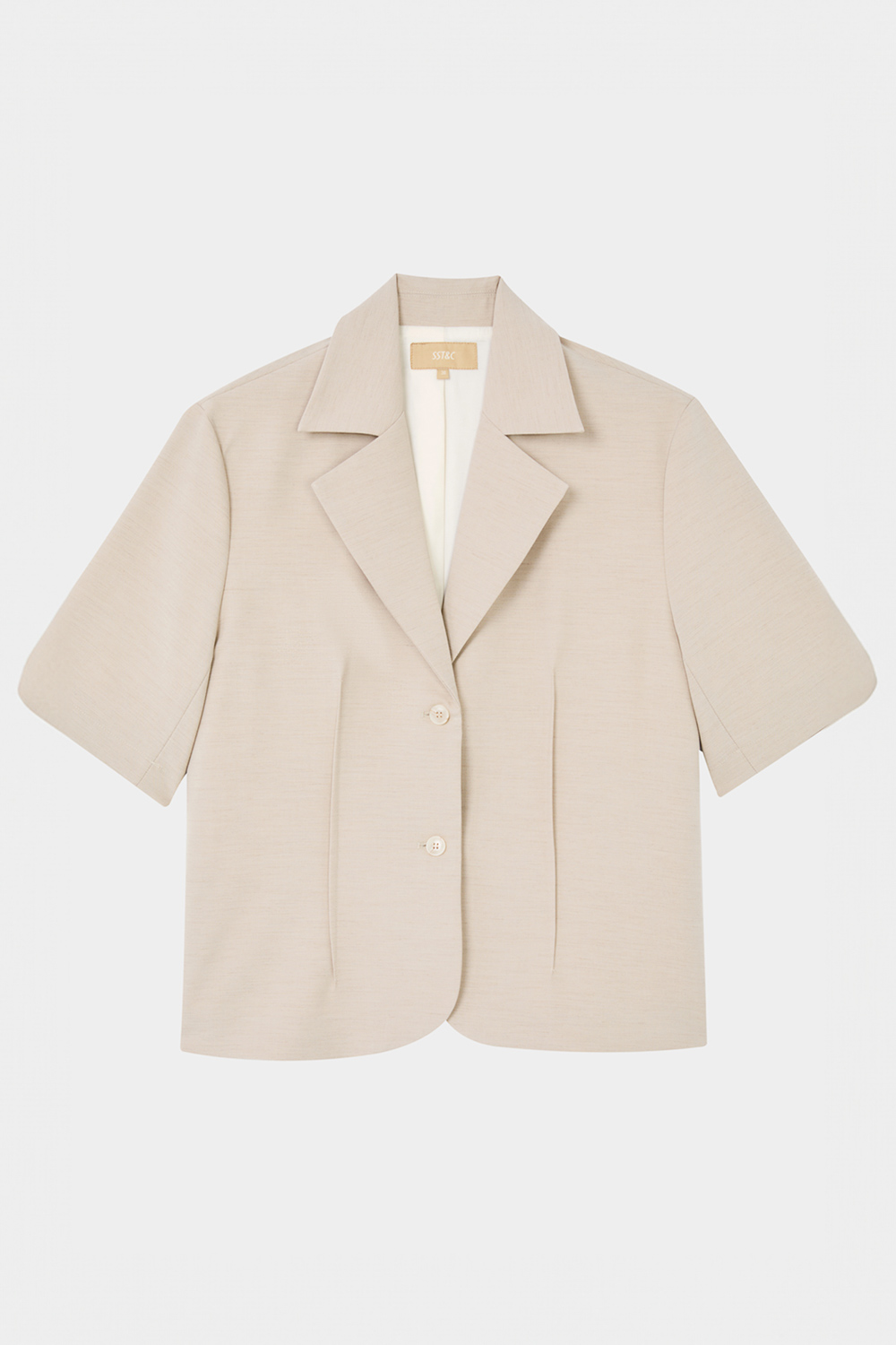 SST&C Beige Lapel Style Short-Sleeved Jacket | 8162404001  (Outlet)_6