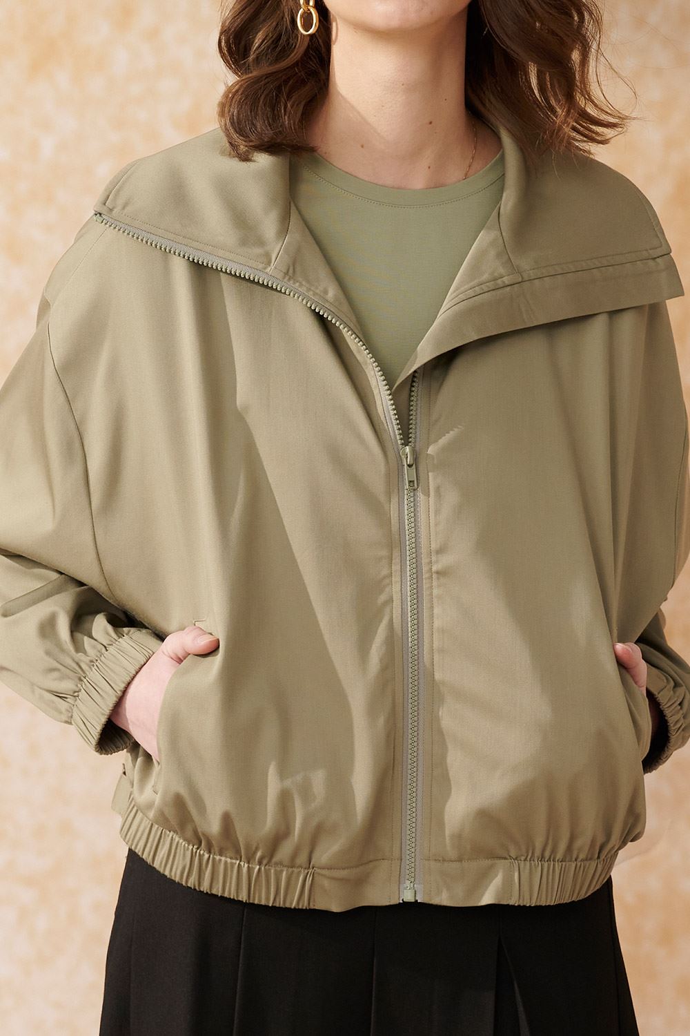 SST&C Olive Green Large Lapel Short Coat | 8162404004  (Outlet)_5