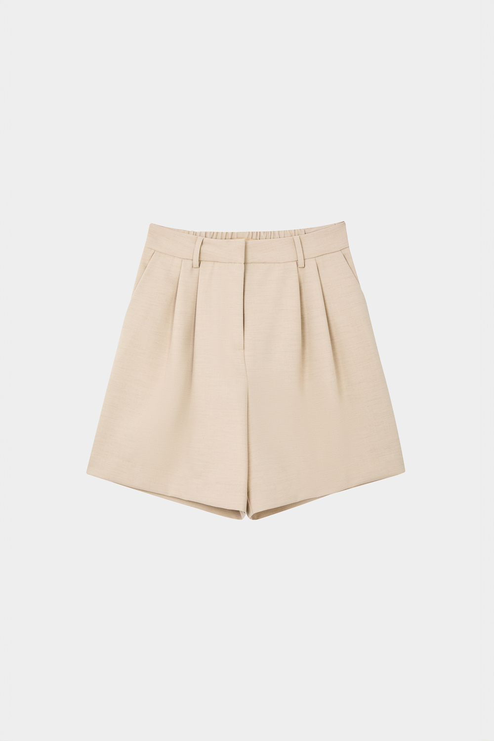 SST&C Beige Pleated Shorts | 8262404001  (Outlet)_7