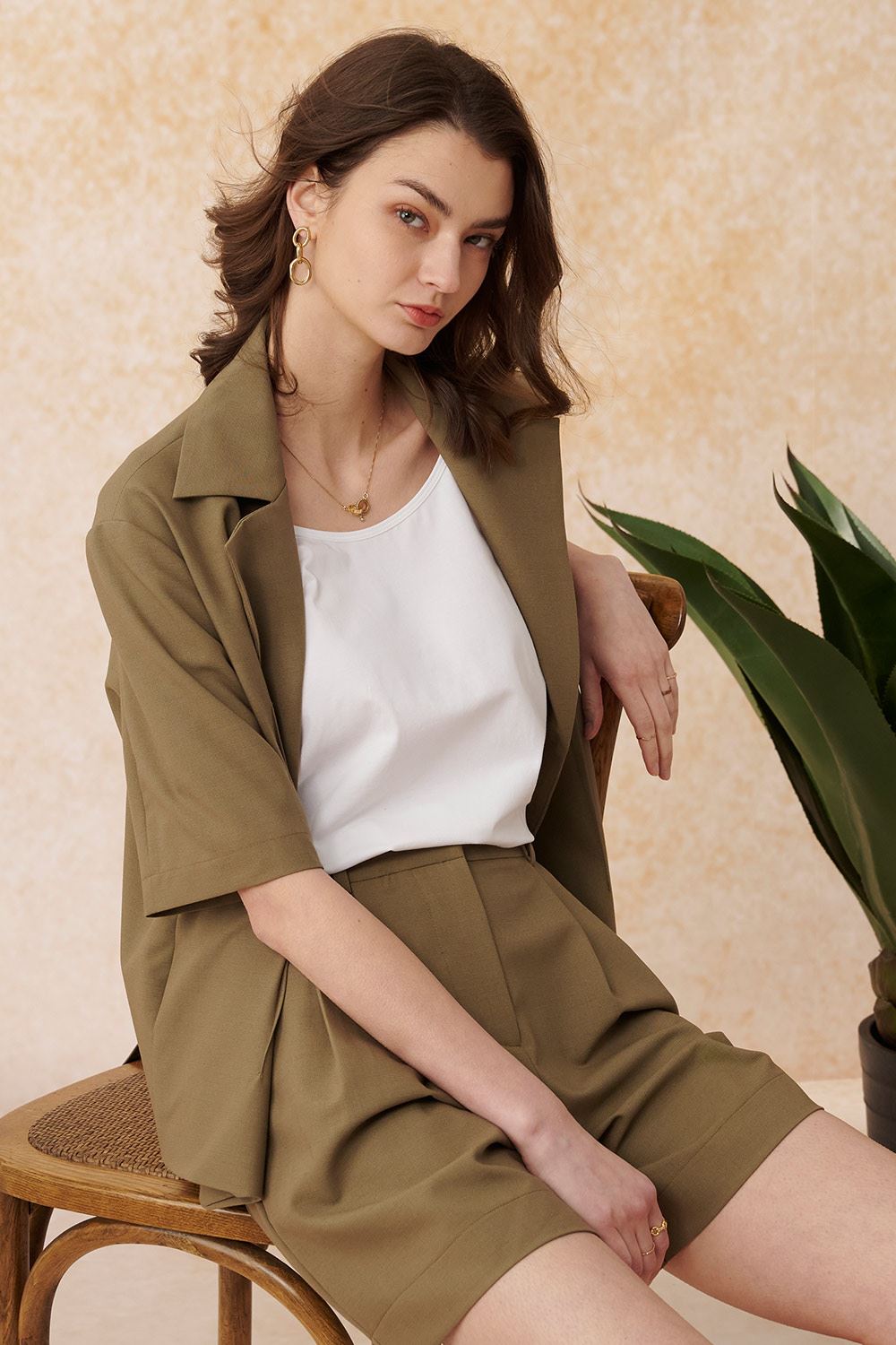 SST&C 土綠打褶短褲｜8262404002 (outlet)_1