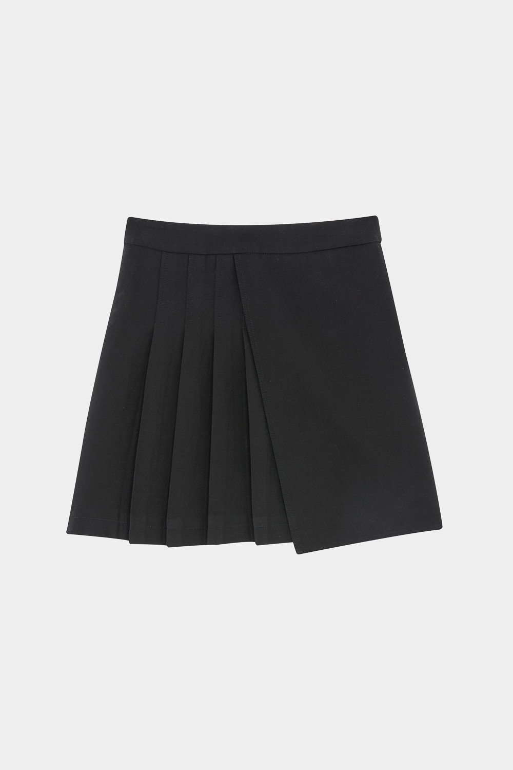 SST&C Black Pleated Asymmetric Skirt | 8362404002  (Outlet)_7