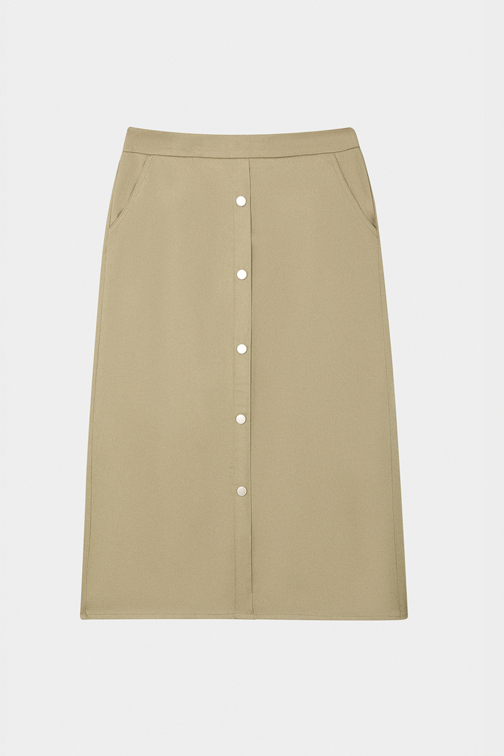 SST&C Light Gray Green Button-Embellished Knee-Length Skirt | 8362404003  (Outlet)_7