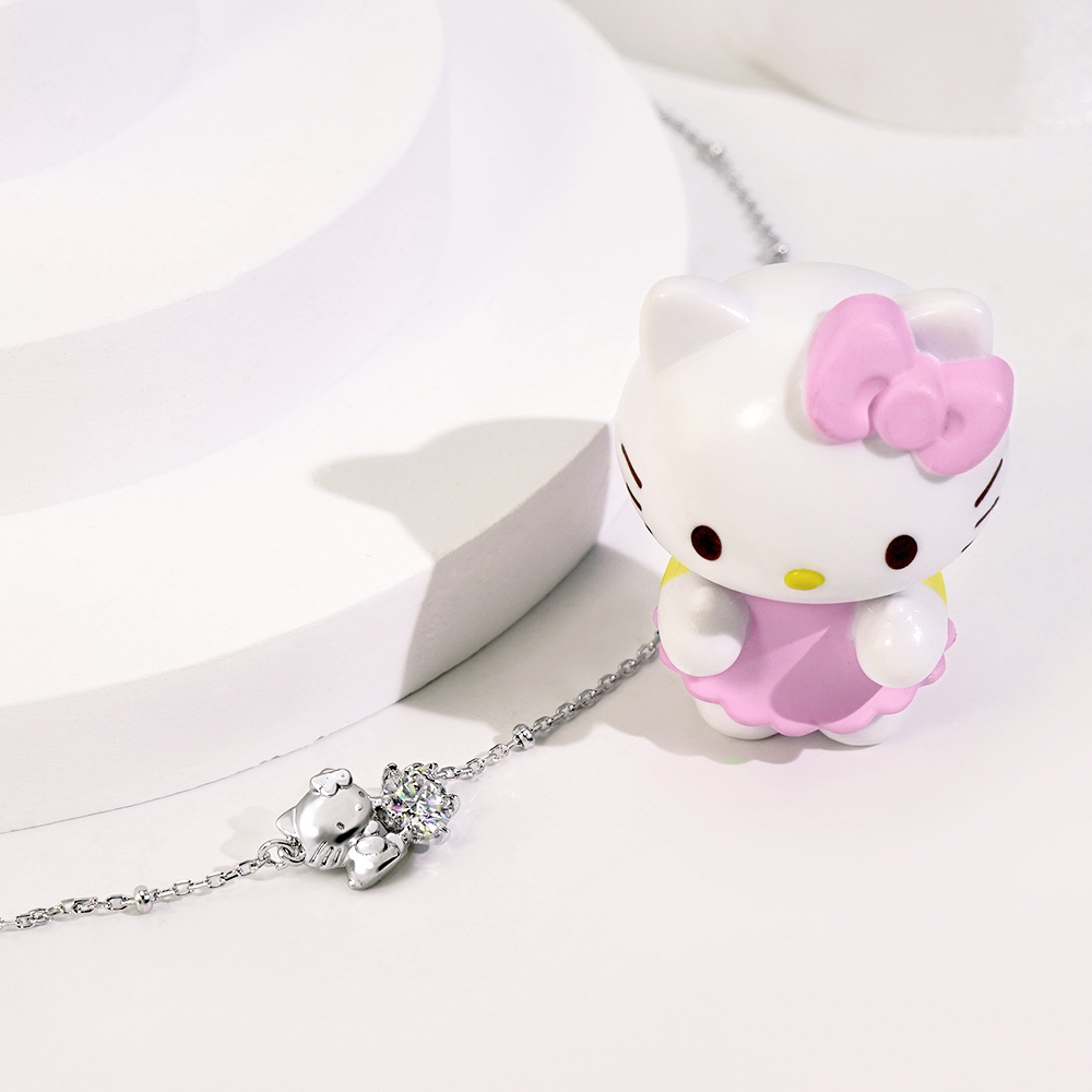 Hello Kitty 50th系列-凱蒂貓莫桑石單鑽純銀項鍊_4