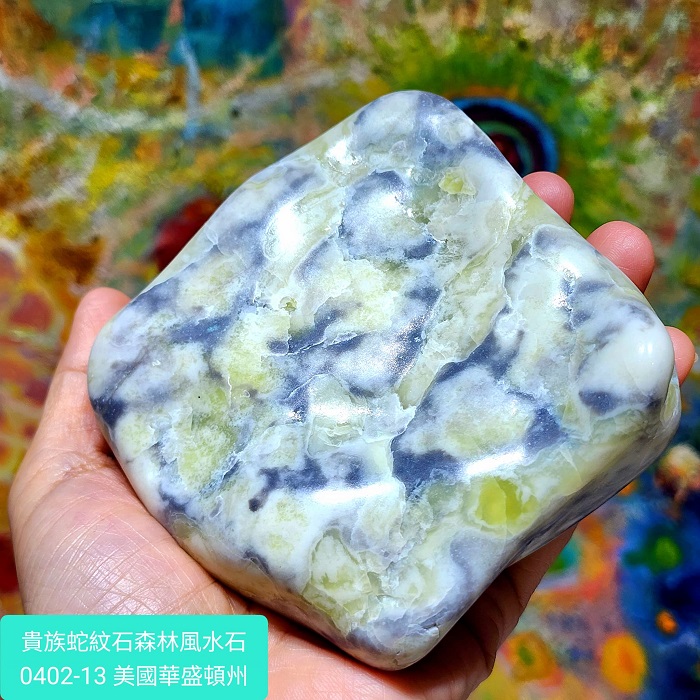 貴族蛇紋石森林風水石0402-13號掌上石Serpentine ~解散負面模式