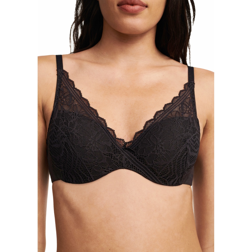 網路獨賣【Chantelle Easy Feel】3D記憶纖維T-shirt Bra內衣>BCD罩杯>黑色(94260_011)【Floral Touch】_1