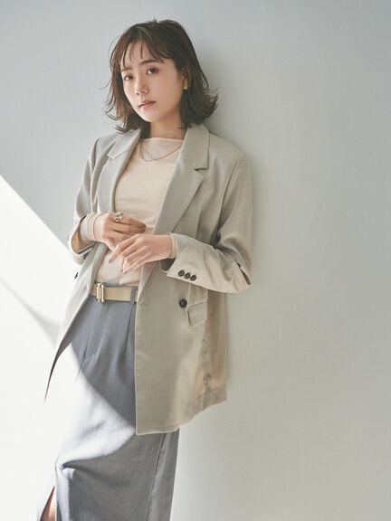松井愛莉着用款-亞麻混紡單釦西裝外套(FC42L0Y0580) - Te chichi