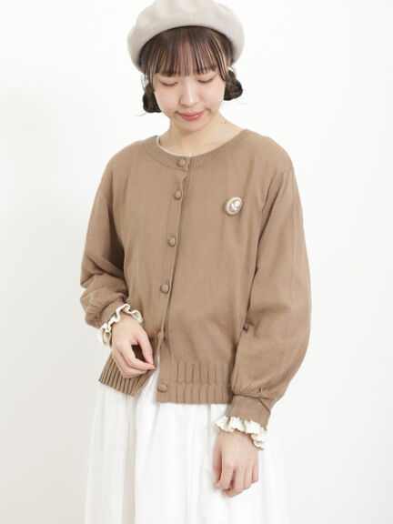 ゆべし聯名系列-復古鬱金香胸花排釦開襟罩衫(FL46L2D0180) - Samansa Mos2