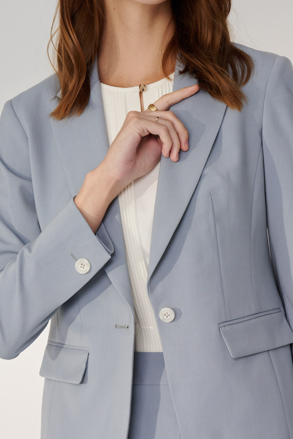 SST&C Mist Blue Square Collar Suit Jacket | 7162404003  (Outlet)_4