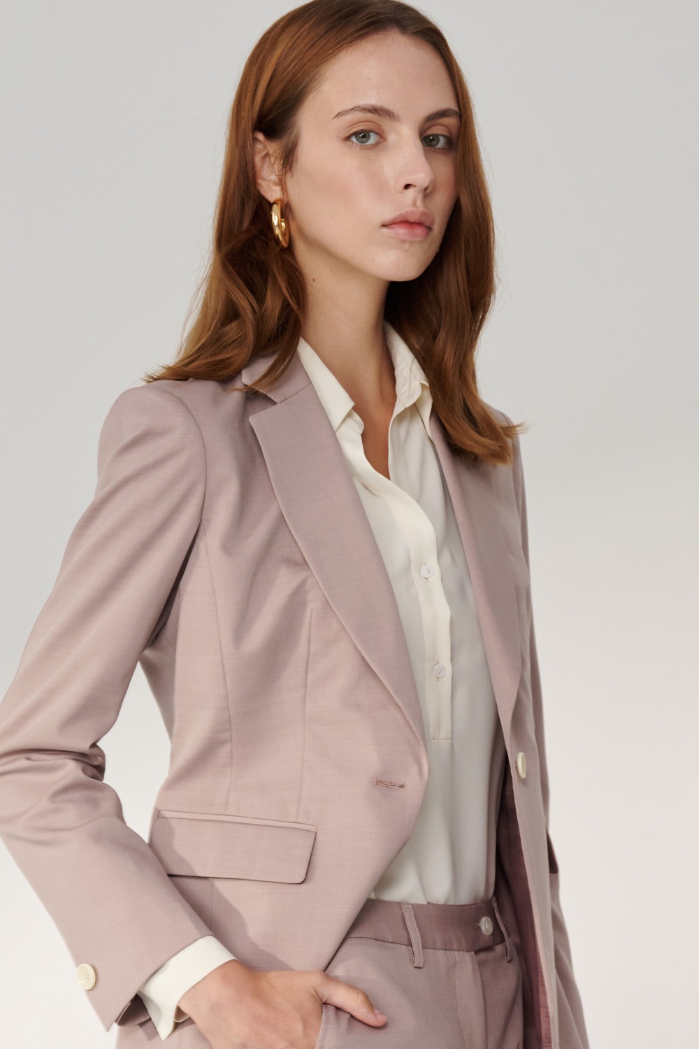 SST&C Mist Purple Square Collar Suit Jacket | 7162404004  (Outlet)_1
