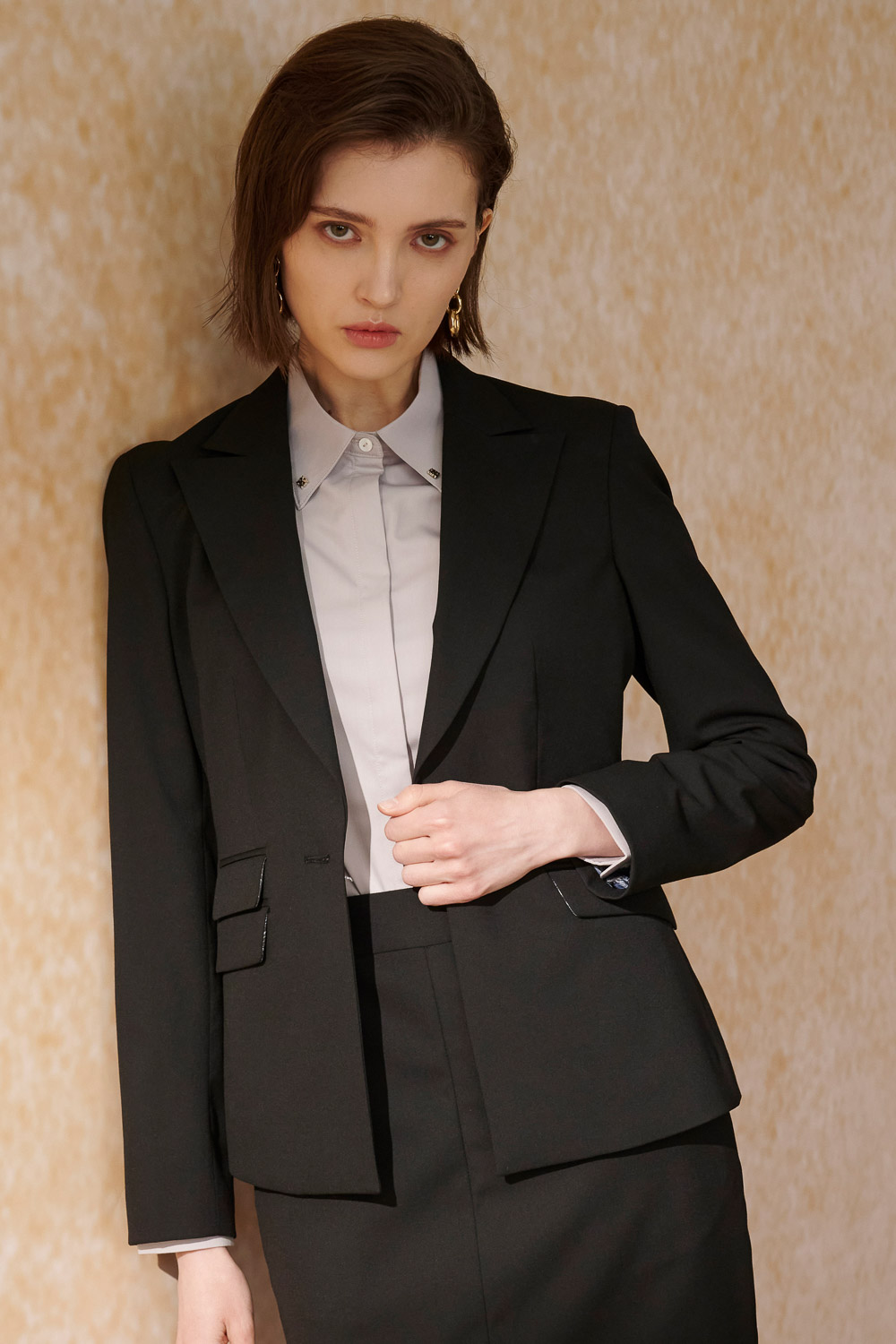 SST&C Black Sword Collar Suit Jacket | 7162404005  (Outlet)_0