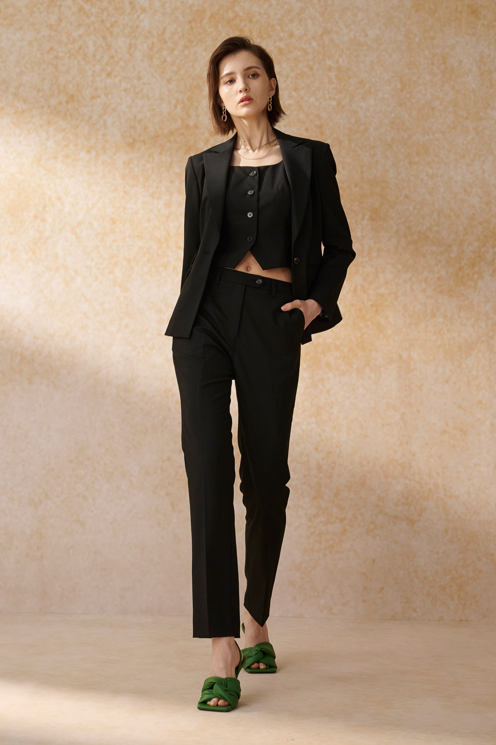 SST&C Black Sword Collar Suit Jacket | 7162404005  (Outlet)_4