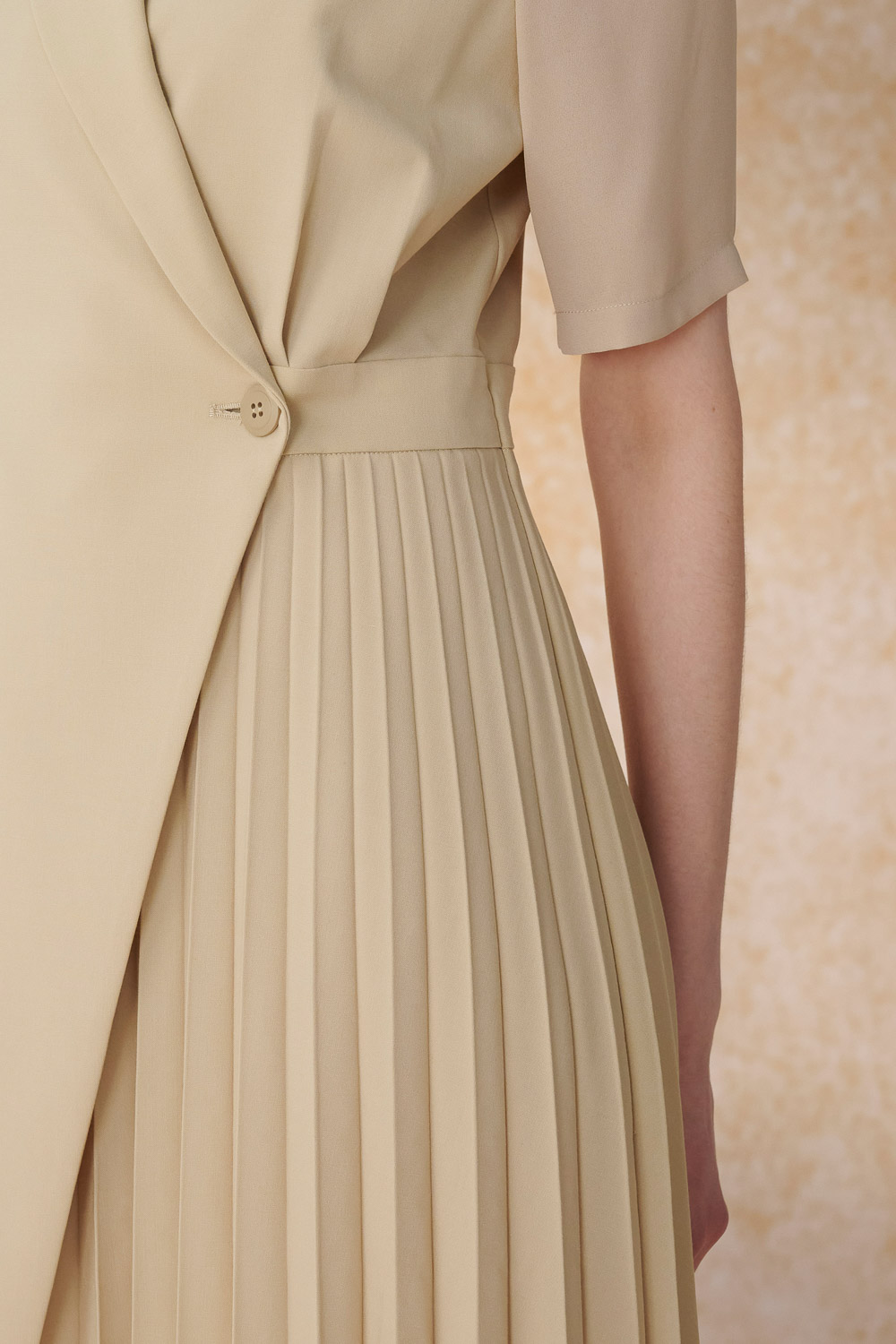 SST&C Apricot Lapel Pleated Dress | 8562404003  (Outlet)_5
