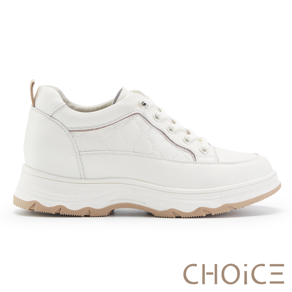 CHOiCE 率性百搭免綁帶真皮平底休閒鞋 米＋杏 #37366