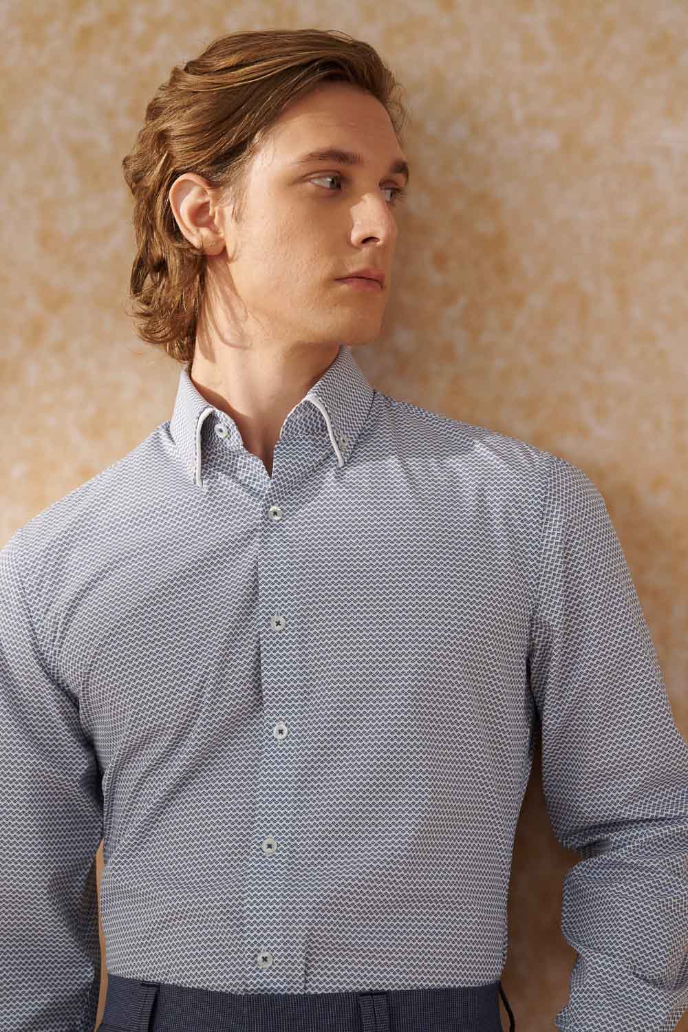 SST&C #Easycare  Blue Geometric Print Standard Shirt | 0312404001  (Outlet)_1