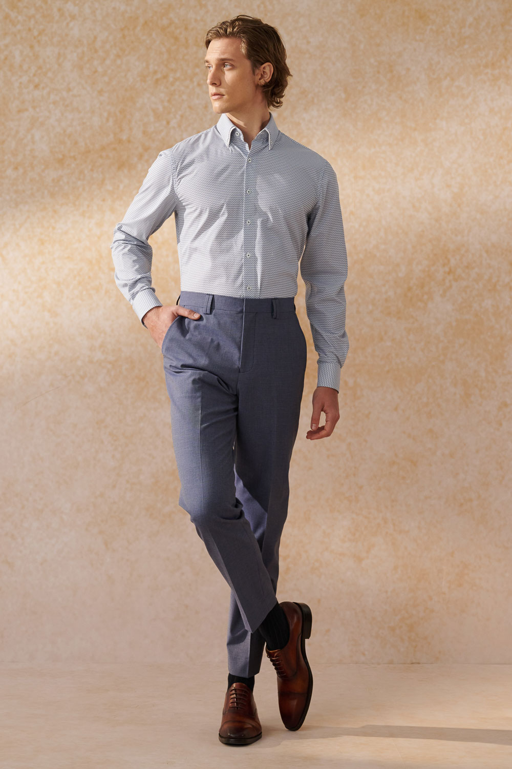 SST&C #Easycare  Blue Geometric Print Standard Shirt | 0312404001  (Outlet)_2