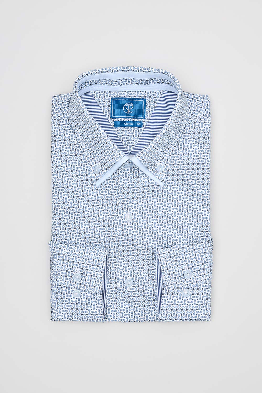 SST&C #Easycare  Blue Geometric Print Standard Shirt | 0312404001  (Outlet)_8