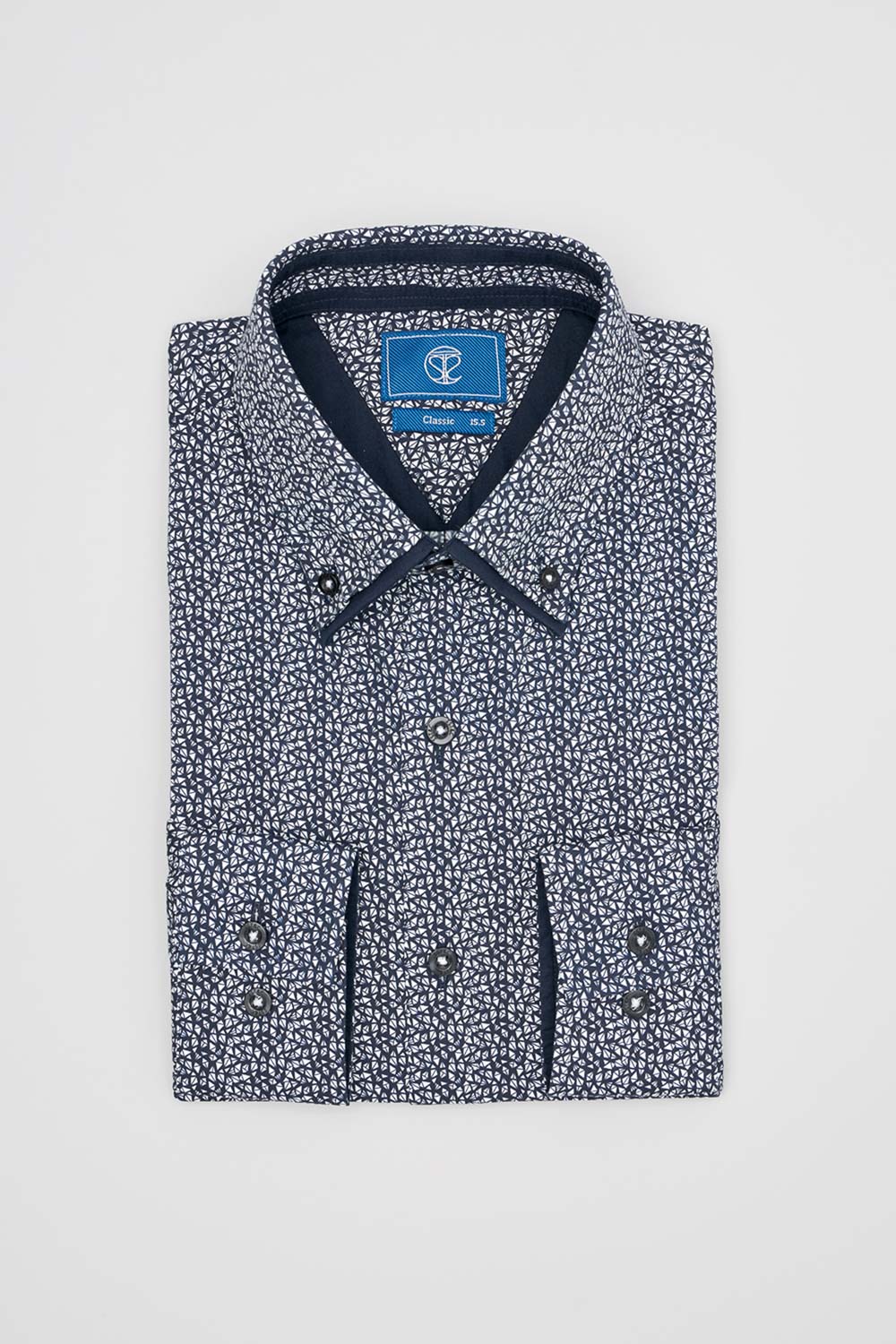 SST&C #Elastic Fit  Dark Blue Geometric Print Standard Fit Shirt | 0312404002  (Outlet)_5