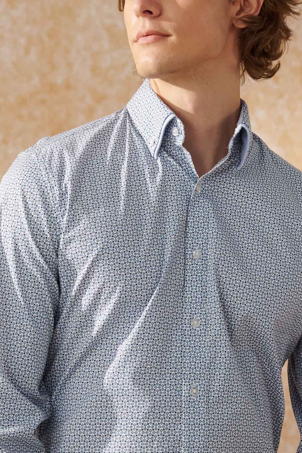 SST&C #Elastic Fit  Blue Geometric Print Standard Fit Shirt | 0312404003  (Outlet)_1