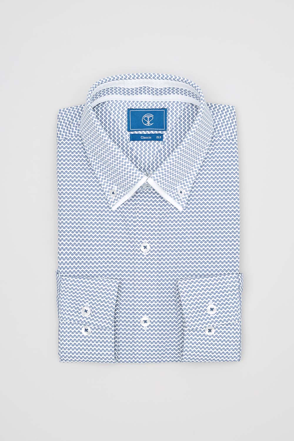 SST&C #Elastic Fit  Blue Geometric Print Standard Fit Shirt | 0312404003  (Outlet)_5