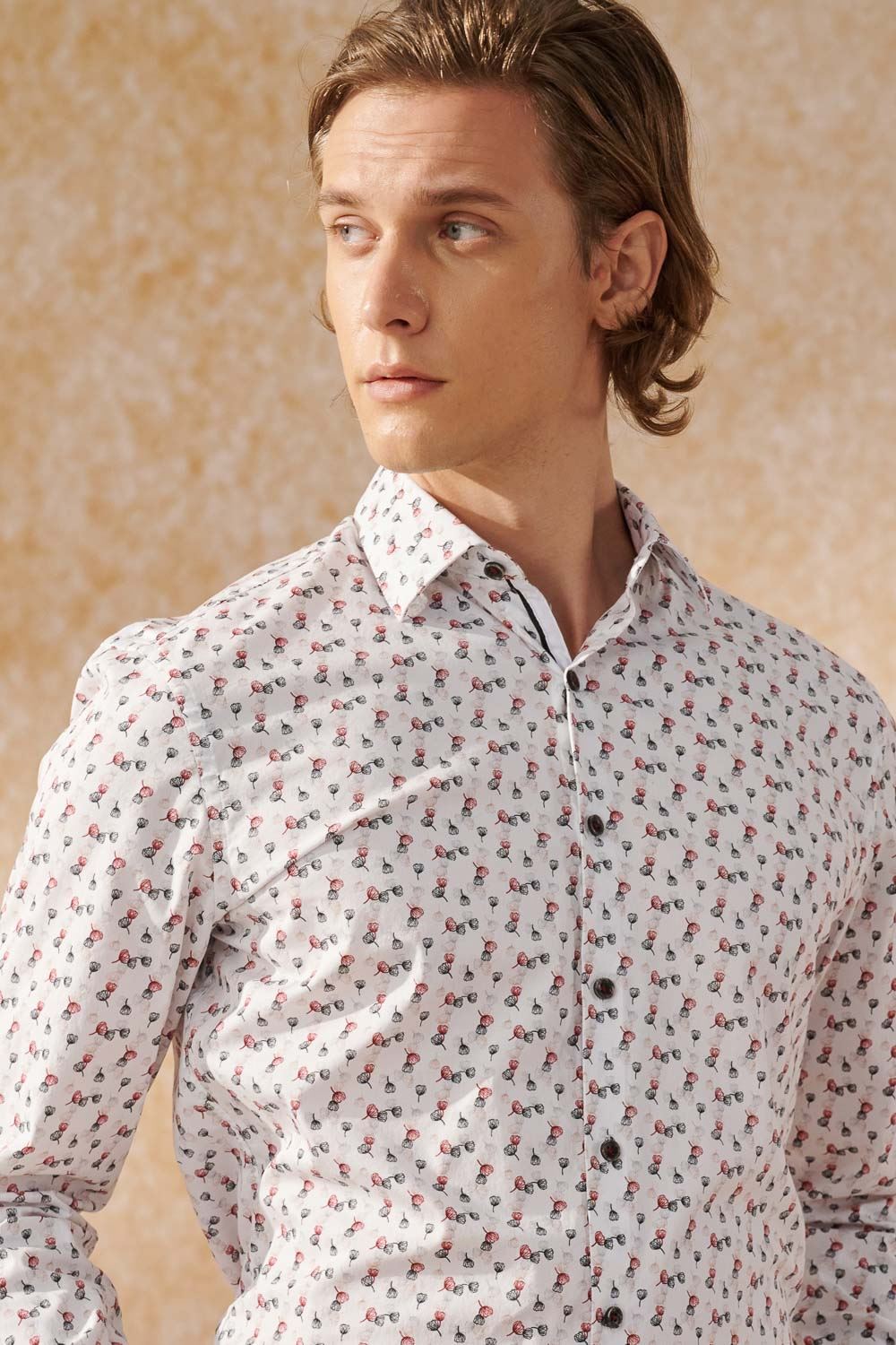 SST&C #Elastic Fit  Red and Black Flower Print Standard Shirt | 0312404004  (Outlet)_1