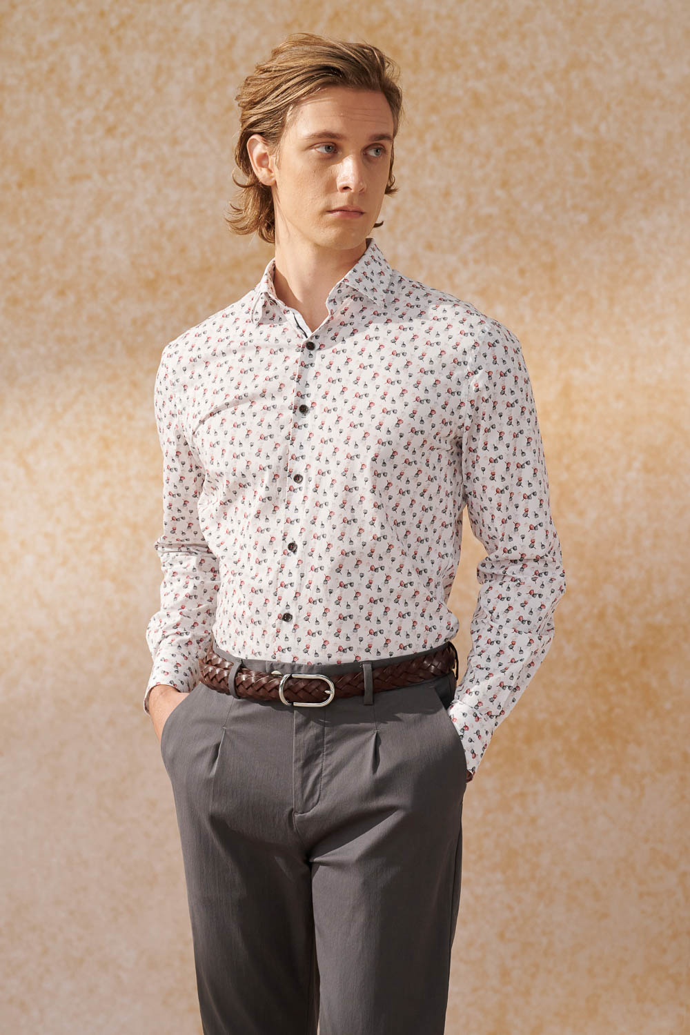 SST&C #Elastic Fit  Red and Black Flower Print Standard Shirt | 0312404004  (Outlet)_2