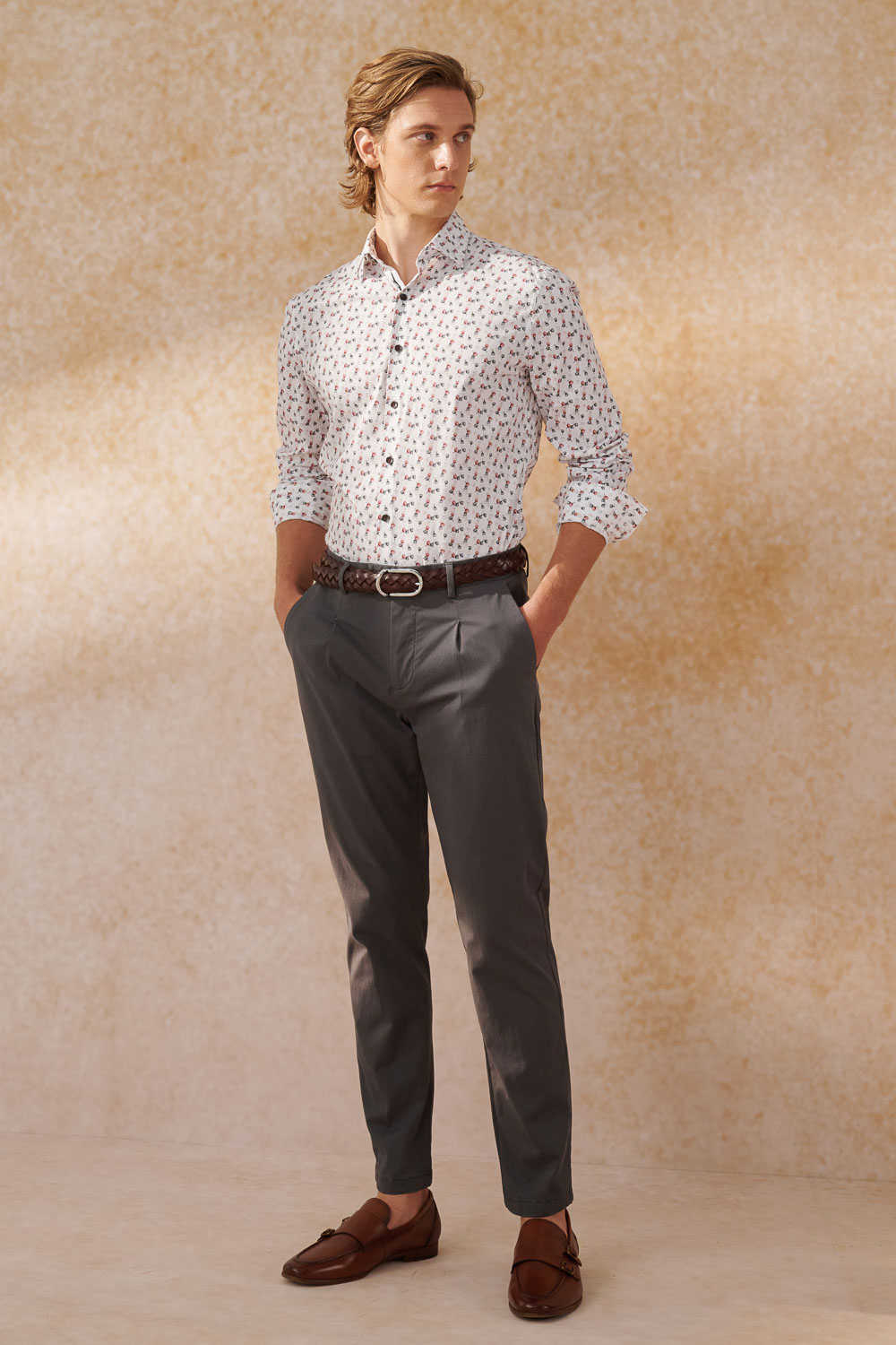 SST&C #Elastic Fit  Red and Black Flower Print Standard Shirt | 0312404004  (Outlet)_3