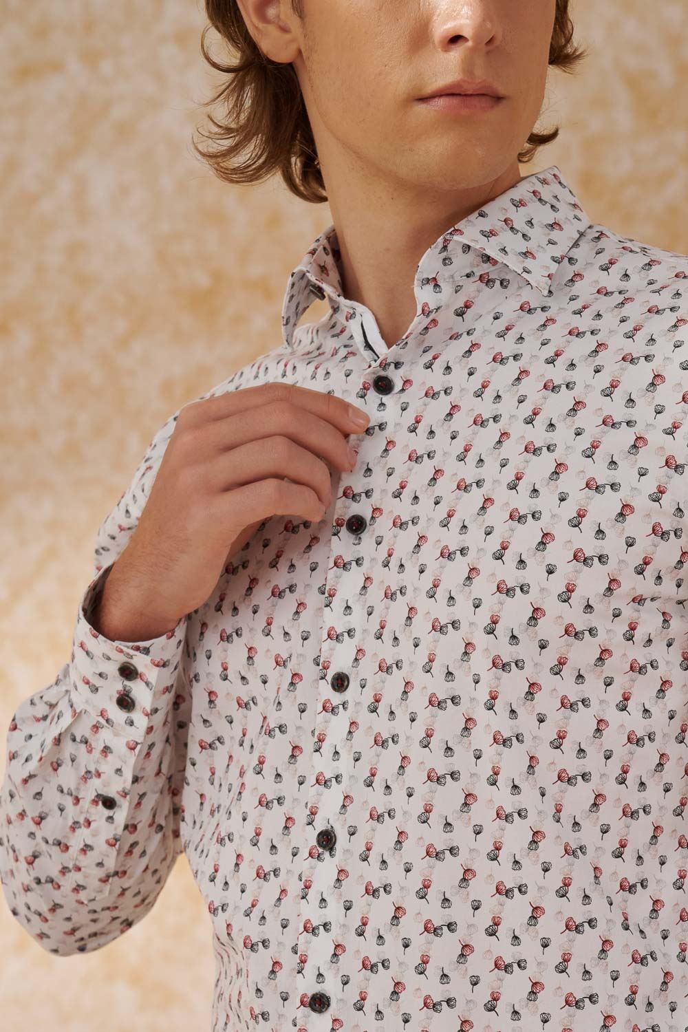 SST&C #Elastic Fit  Red and Black Flower Print Standard Shirt | 0312404004  (Outlet)_6