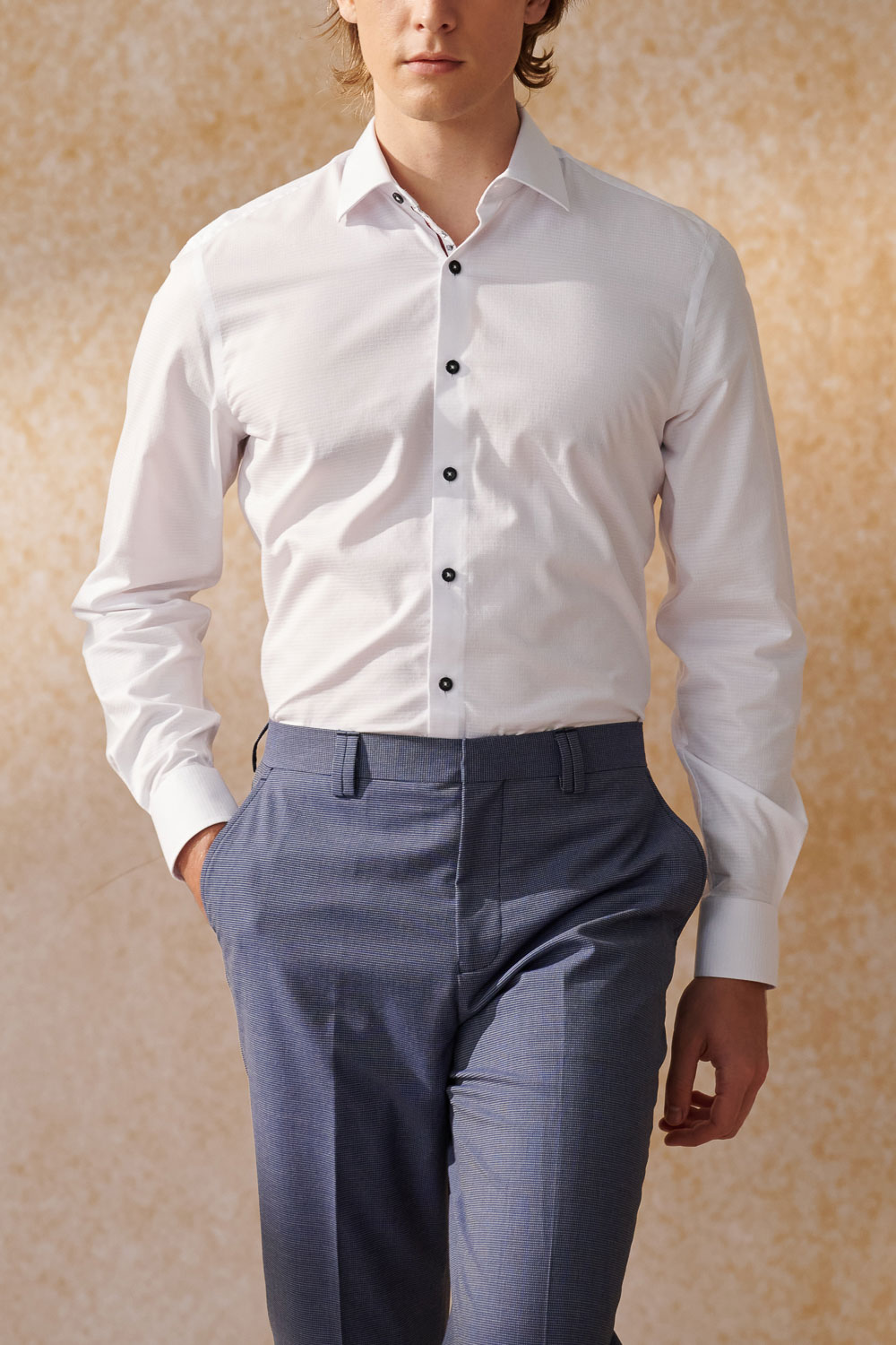SST&C #Easycare  White Textured Standard Shirt | 0312404006  (Outlet)_3