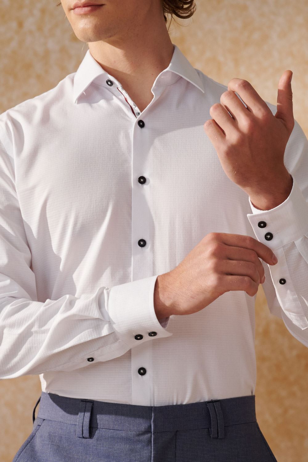 SST&C #Easycare  White Textured Standard Shirt | 0312404006  (Outlet)_4