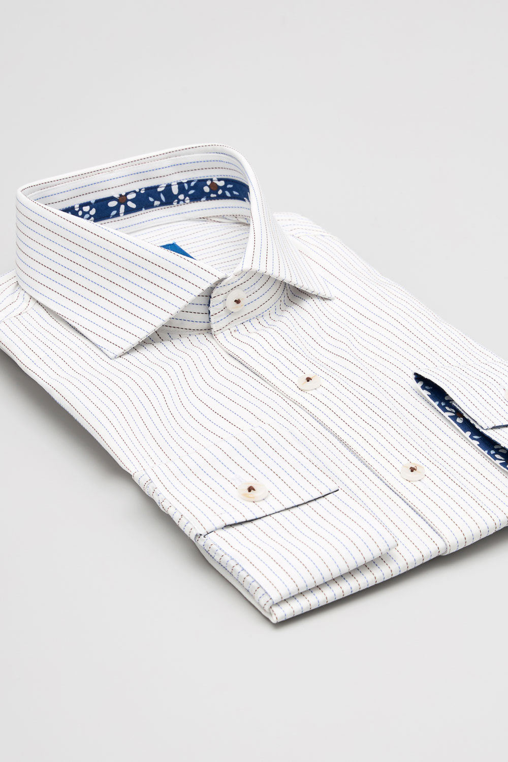SST&C #Comfortable Cotton  Blue and Brown Striped Pattern Slim Fit Shirt | 0312404010  (Outlet)_8