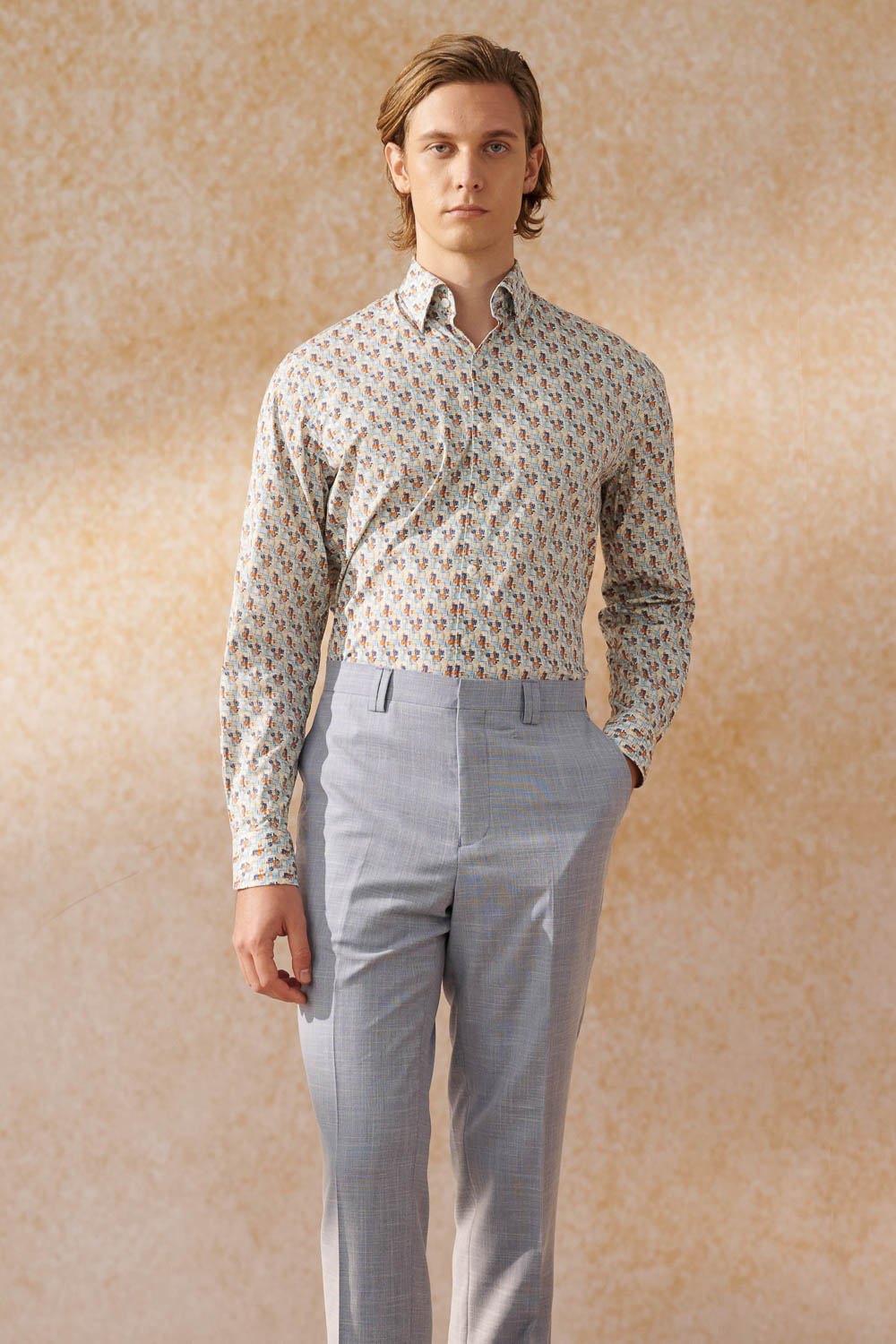 SST&C #Elastic Fit  Multicolor Geometric Print Standard Fit Color Block Shirt | 0312404016  (Outlet)_1