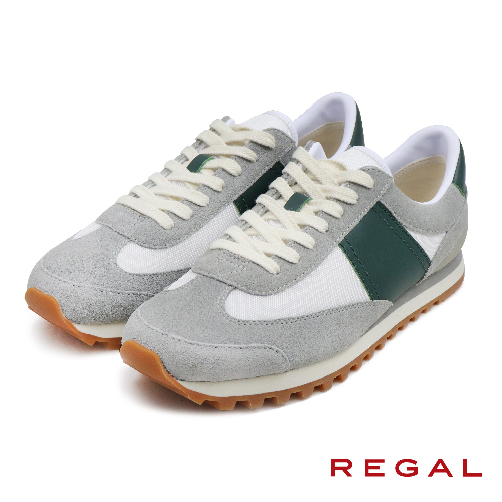 【REGAL】經典牛皮運動風休閒鞋 灰色(52FL-GRAY)
