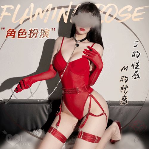 狂野連身衣！鋼圈托乳暗釦可開襠誘情吊襪帶四件式套裝 E536116【EnjoyLove 衣飾館】