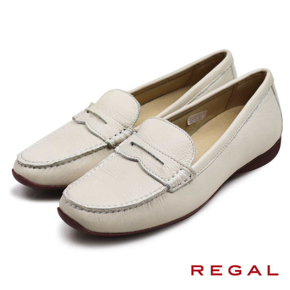 【REGAL】知性淑女牛皮樂福鞋 白色(F26J-IV)