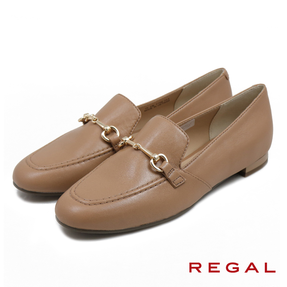 【REGAL】氣質造型知性淑女馬蹄釦跟鞋 卡其色(F70Q-BG)