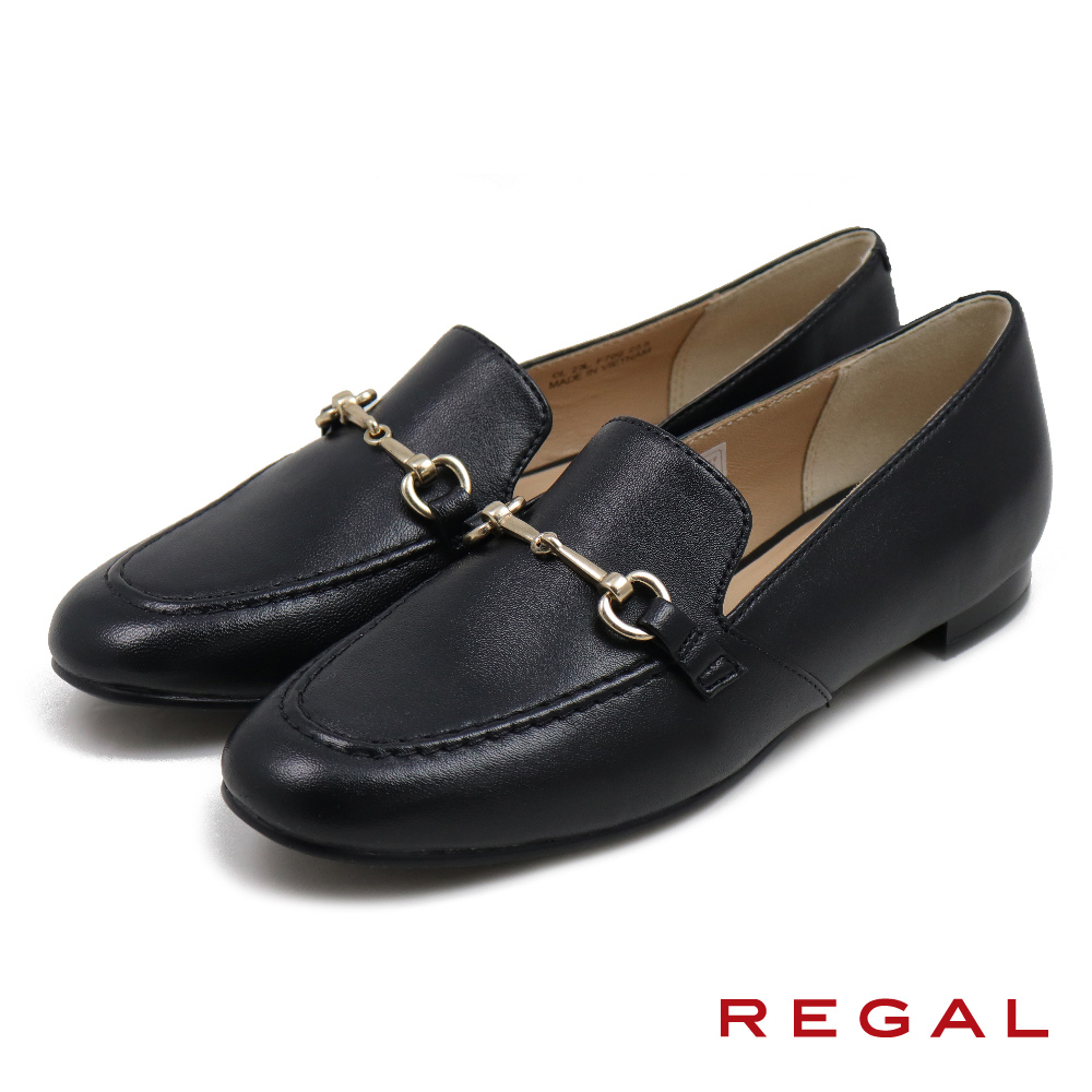 【REGAL】氣質造型知性淑女馬蹄釦跟鞋 黑色(F70Q-BL)