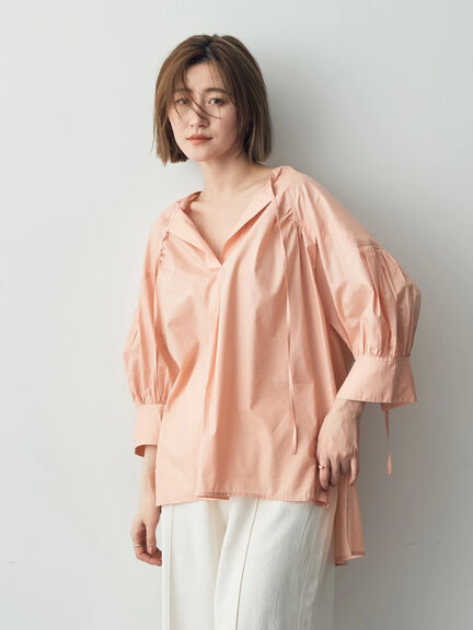 ORGABITS 有機棉綁帶縮袖造型襯衫(7C42L0A0700) - YECCA VECCA